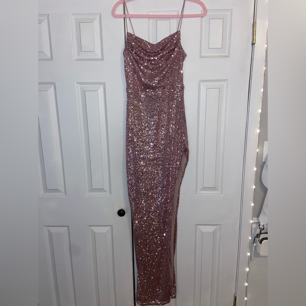 Purple long sparkly dress!!